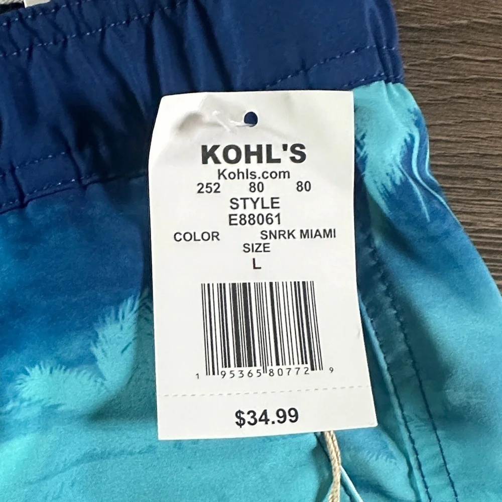 ZeroXposur Blue and White Palm Tree Swim Trunks